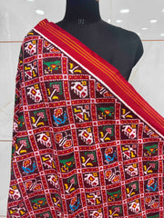 Red & Maroon Small Narikunj Double Ikat Dupatta