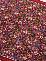 Red & Maroon Small Narikunj Double Ikat Dupatta
