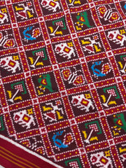 Red & Maroon Small Narikunj Double Ikat Dupatta