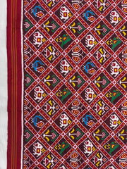 Red & Maroon Small Narikunj Double Ikat Dupatta