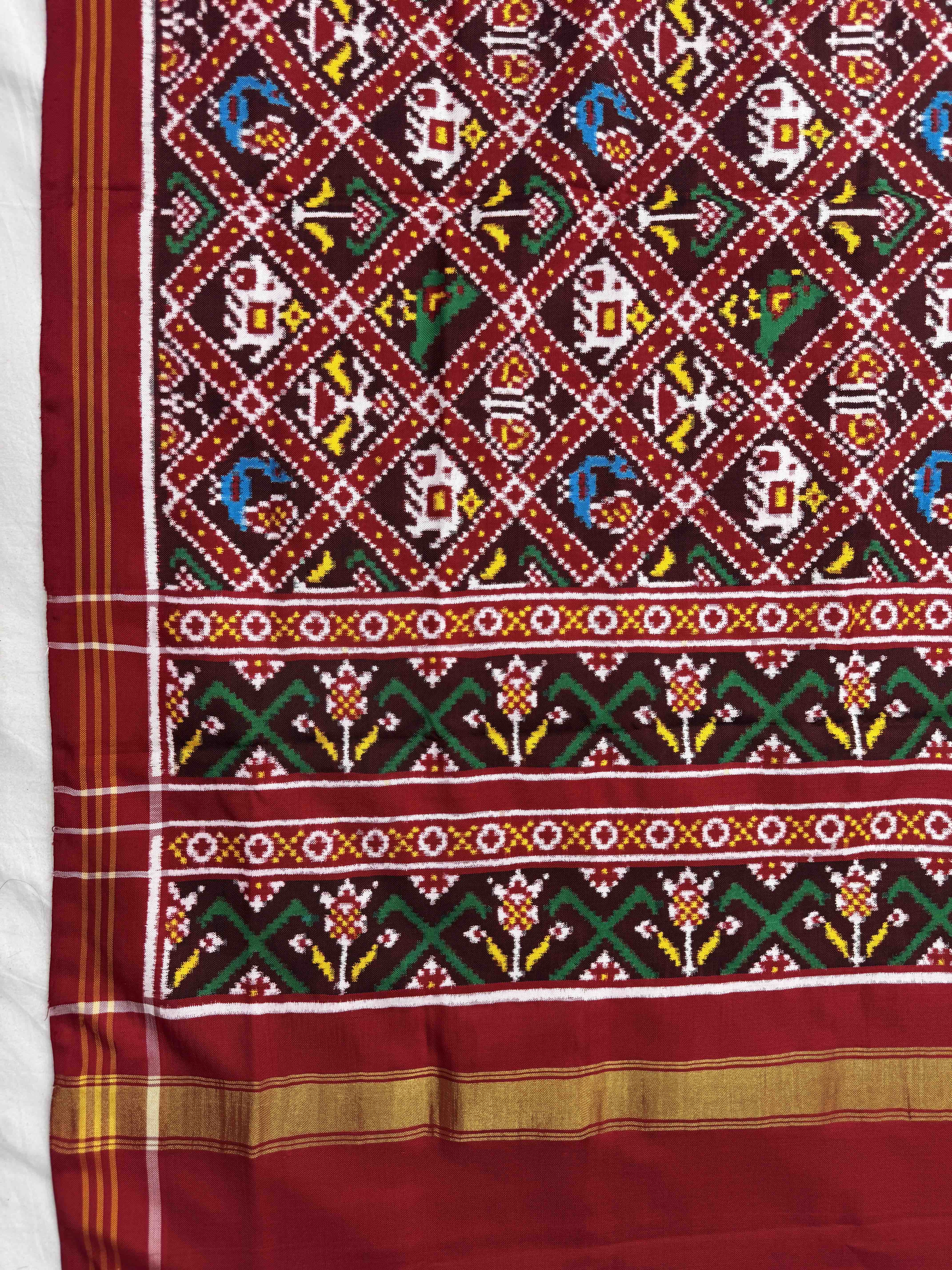 Red & Maroon Small Narikunj Double Ikat Dupatta