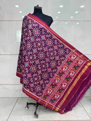 Magenta Pink & Purple Navratan Doulbe Ikat Dupatta