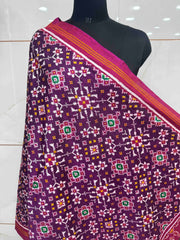 Magenta Pink & Purple Navratan Doulbe Ikat Dupatta