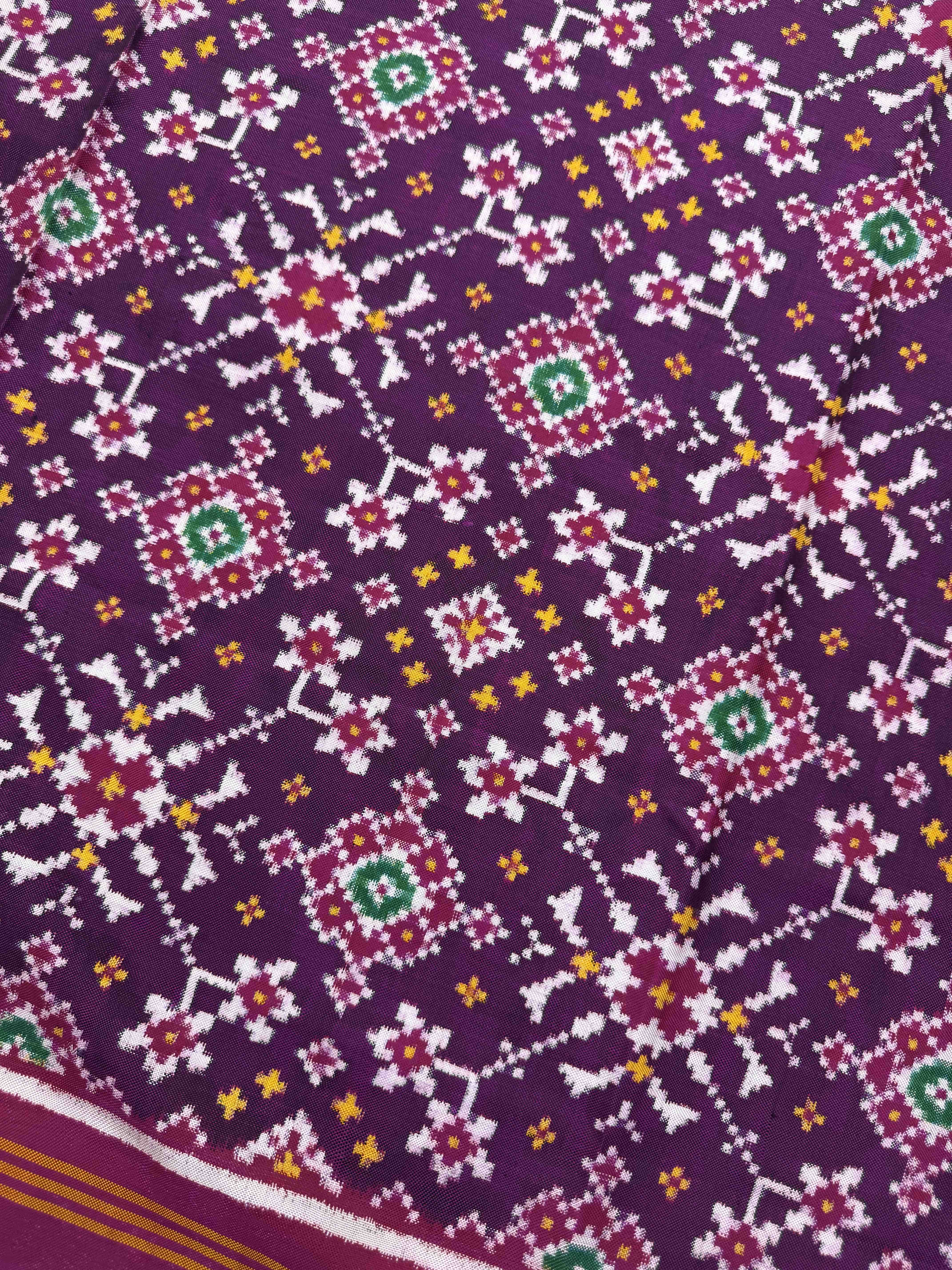 Magenta Pink & Purple Navratan Doulbe Ikat Dupatta