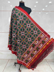 Red & Green Manekchowk Double Ikat Dupatta