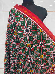 Red & Green Manekchowk Double Ikat Dupatta