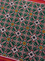 Red & Green Manekchowk Double Ikat Dupatta