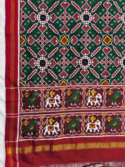 Red & Green Manekchowk Double Ikat Dupatta