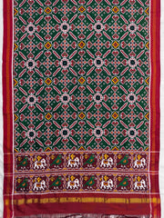 Red & Green Manekchowk Double Ikat Dupatta
