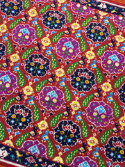 Red & Dark Carrot Peacock Figure Double Ikat Dupatta