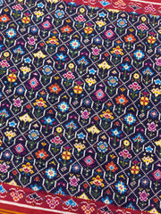 Red & Dark Blue Fancy Flower Double Ikat Dupatta