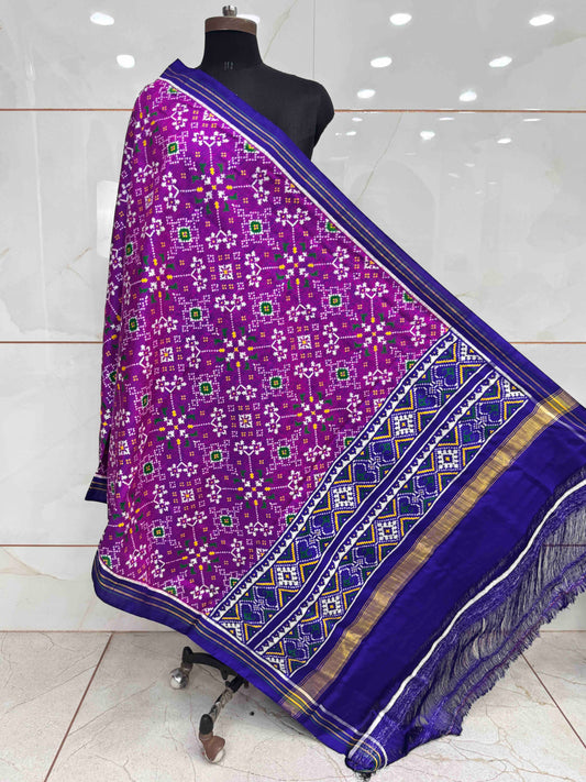 Blue & Magenta Navratan Double Ikat Dupatta