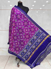 Blue & Magenta Navratan Double Ikat Dupatta