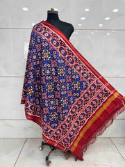 Red & Blue Navratan Double Ikat Dupatta