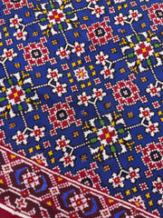 Red & Blue Navratan Double Ikat Dupatta