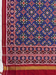 Red & Blue Navratan Double Ikat Dupatta