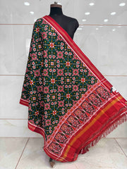 Red & Green Navratan Double Ikat Dupatta