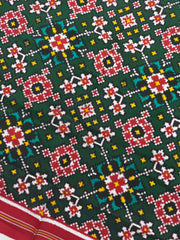 Red & Green Navratan Double Ikat Dupatta