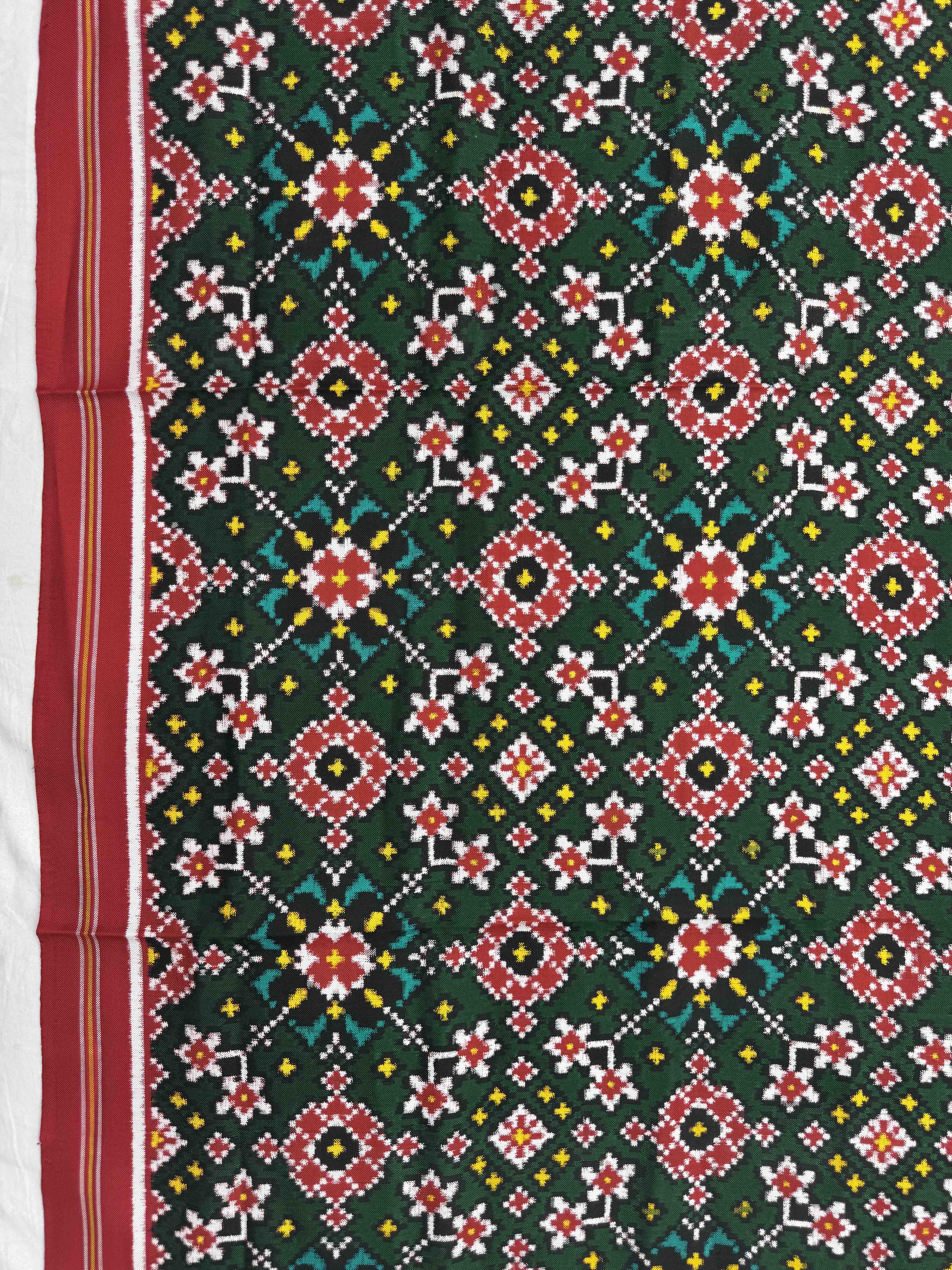 Red & Green Navratan Double Ikat Dupatta