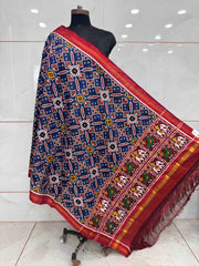 Red & Blue Manekchowk Double Ikat Dupatta