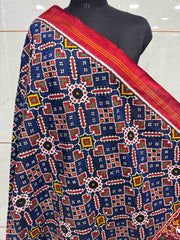 Red & Blue Manekchowk Double Ikat Dupatta