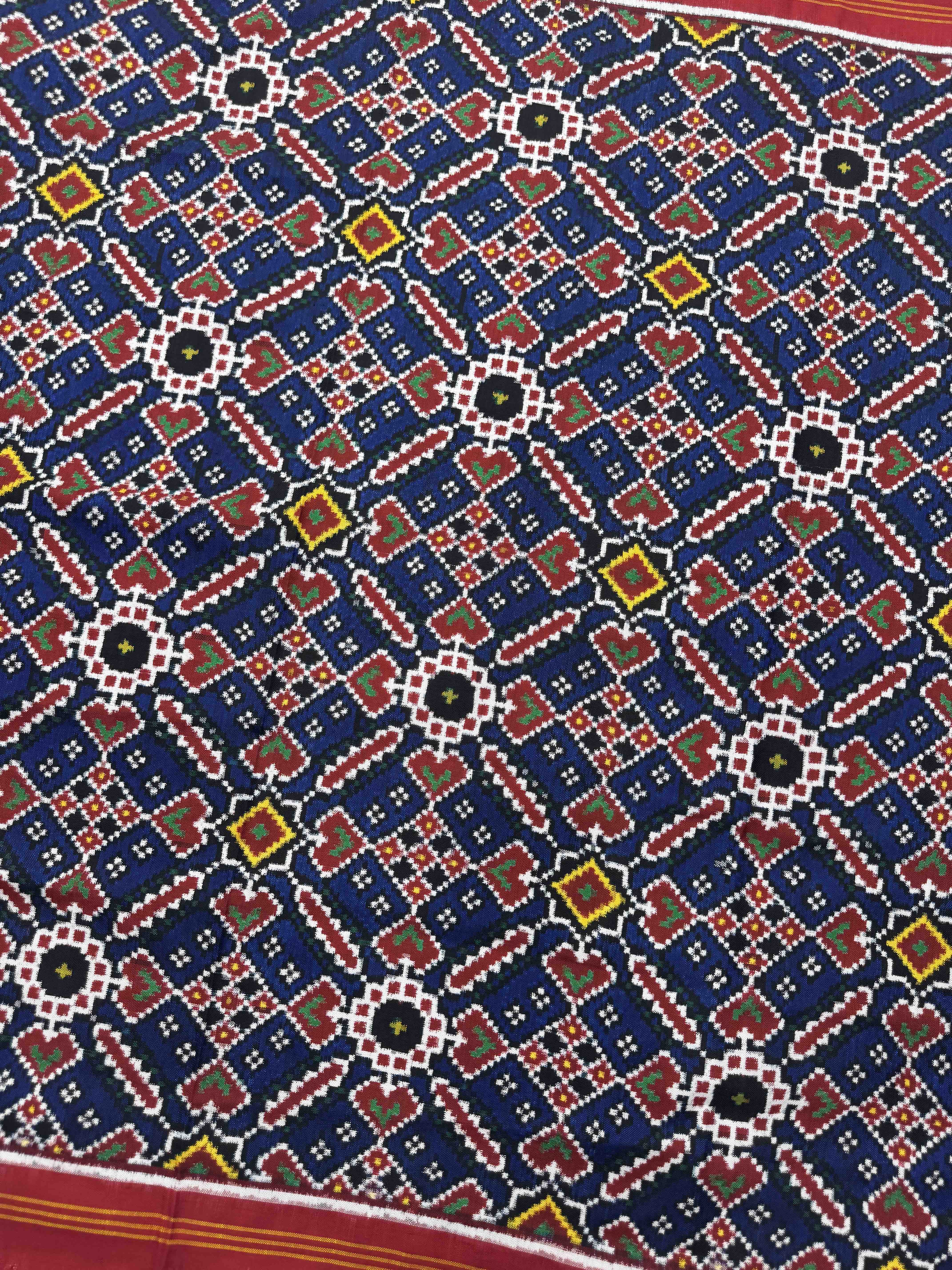 Red & Blue Manekchowk Double Ikat Dupatta