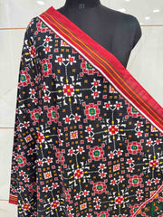 Red & Black Navratan Double Ikat Dupatta