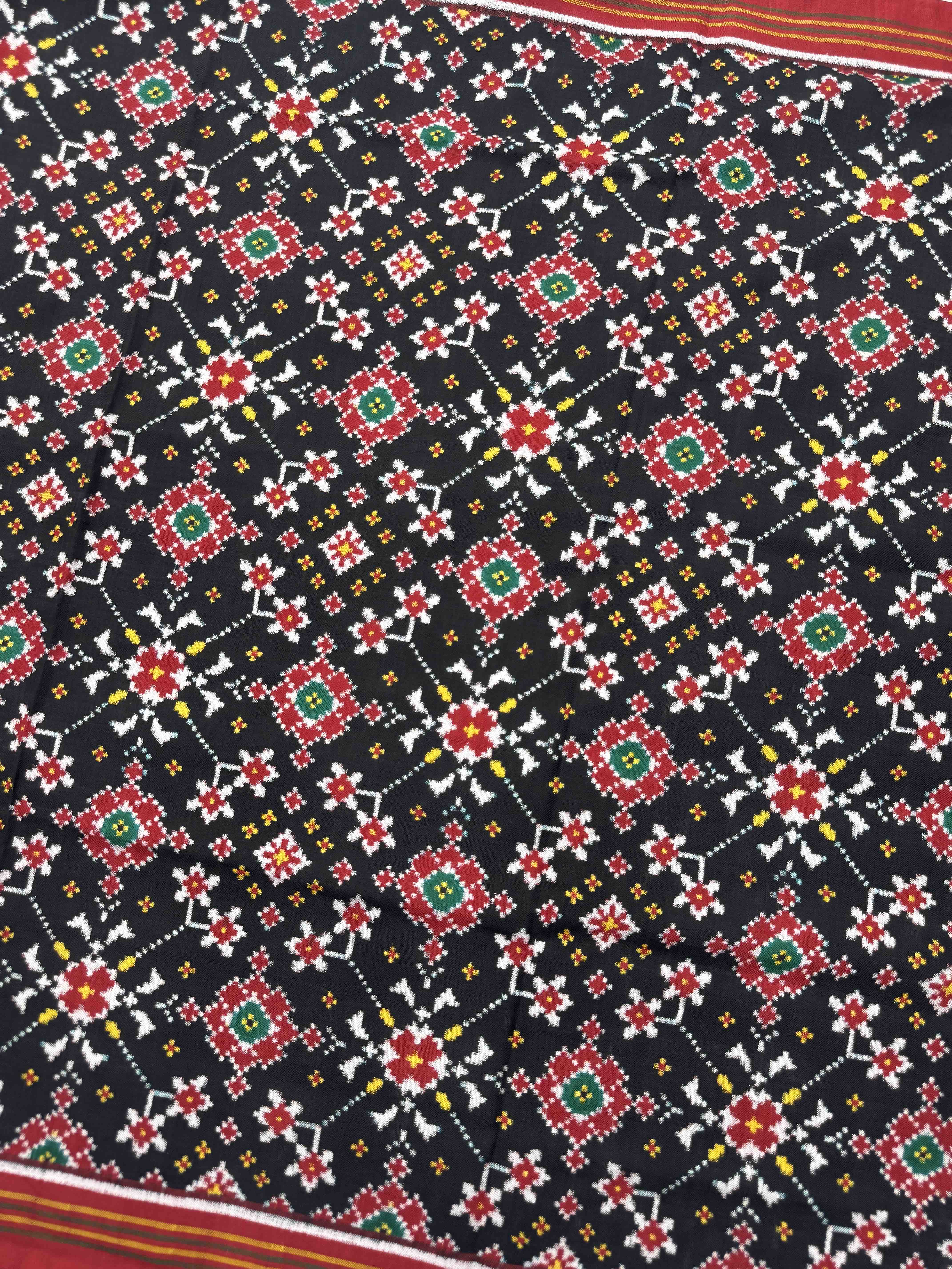 Red & Black Navratan Double Ikat Dupatta