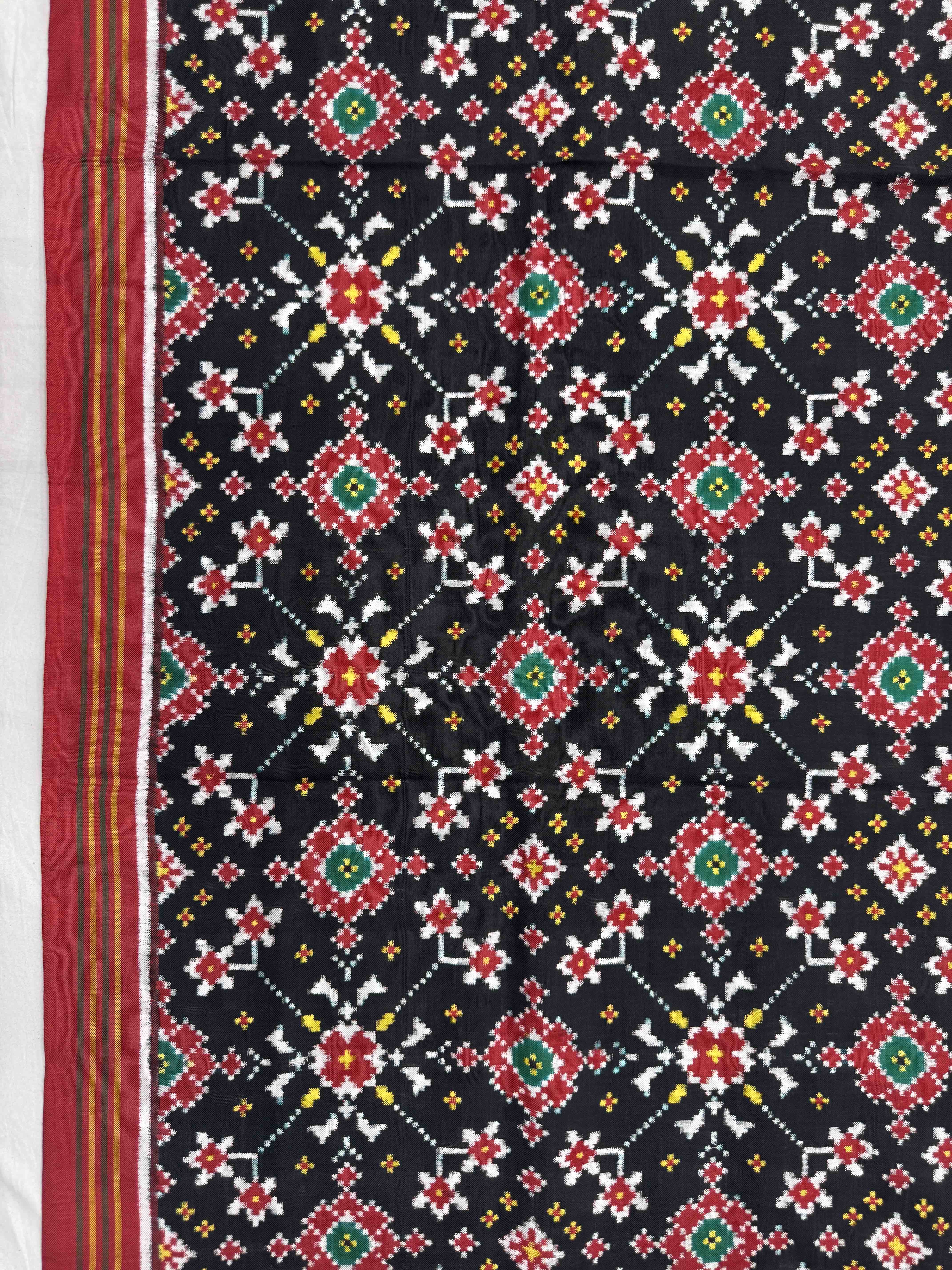 Red & Black Navratan Double Ikat Dupatta