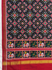 Red & Black Navratan Double Ikat Dupatta