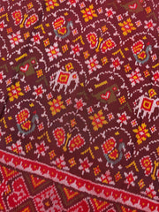 Red & Maroon Designer Narikunjar Patola in single ikat