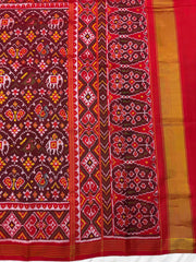 Red & Maroon Designer Narikunjar Patola in single ikat