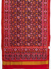 Red & Maroon Designer Narikunjar Patola in single ikat