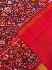 Red & Maroon Designer Narikunjar Patola in single ikat