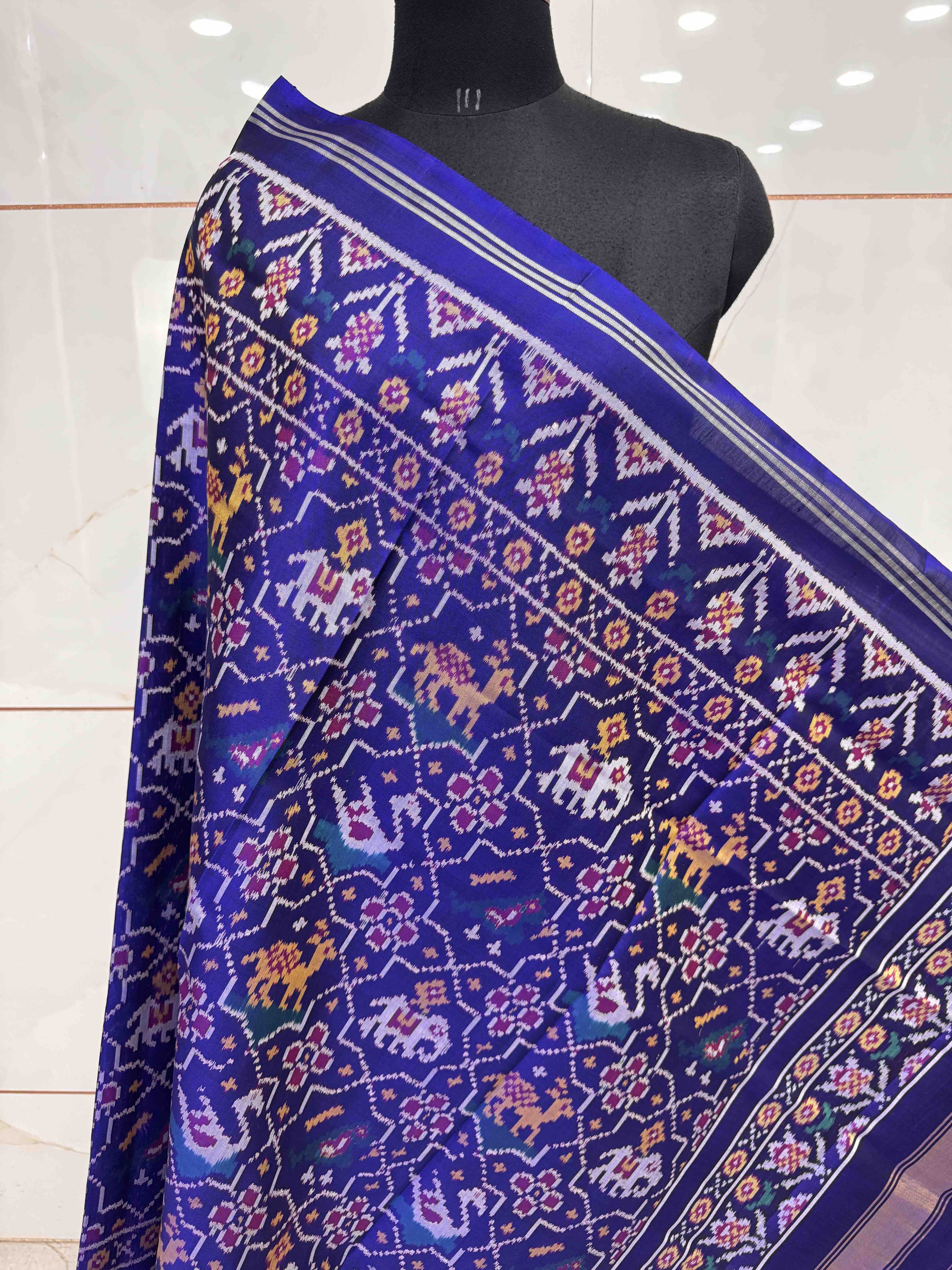 Blue Star Narikunj Semi Double Ikat Patola Dupatta
