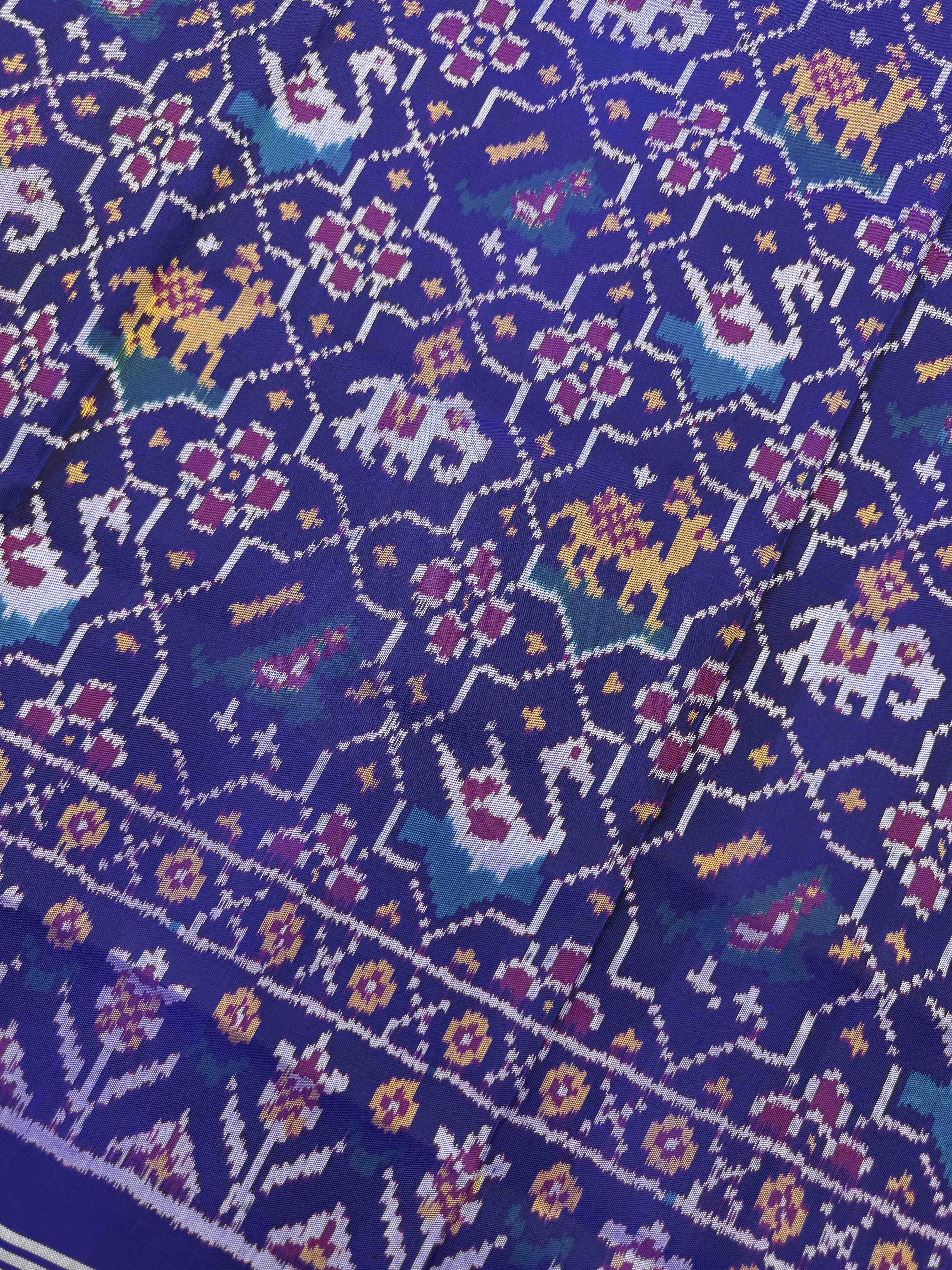 Blue Star Narikunj Semi Double Ikat Patola Dupatta