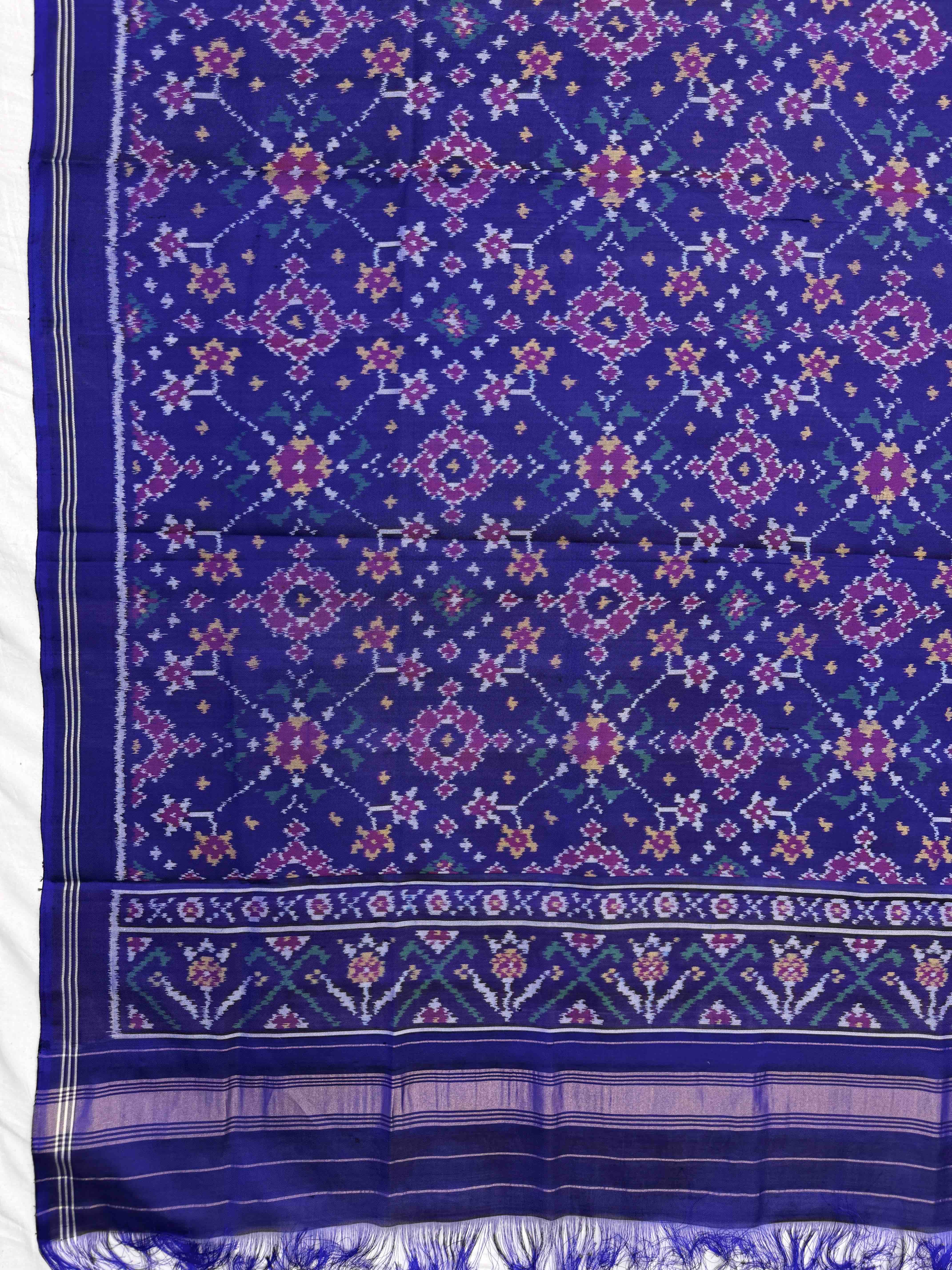 Blue Navratan Semi Double Ikat Patola Dupatta