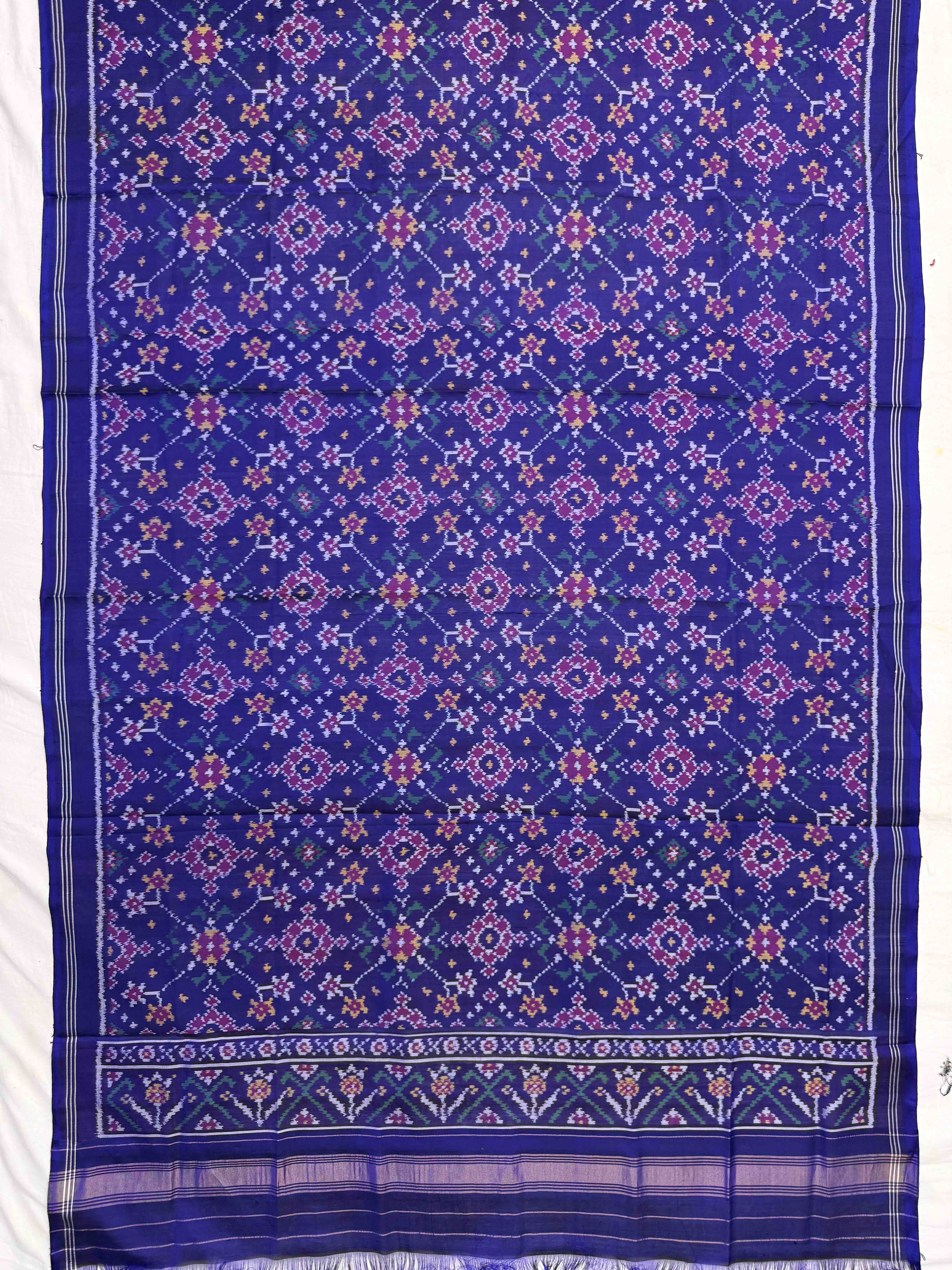 Blue Navratan Semi Double Ikat Patola Dupatta