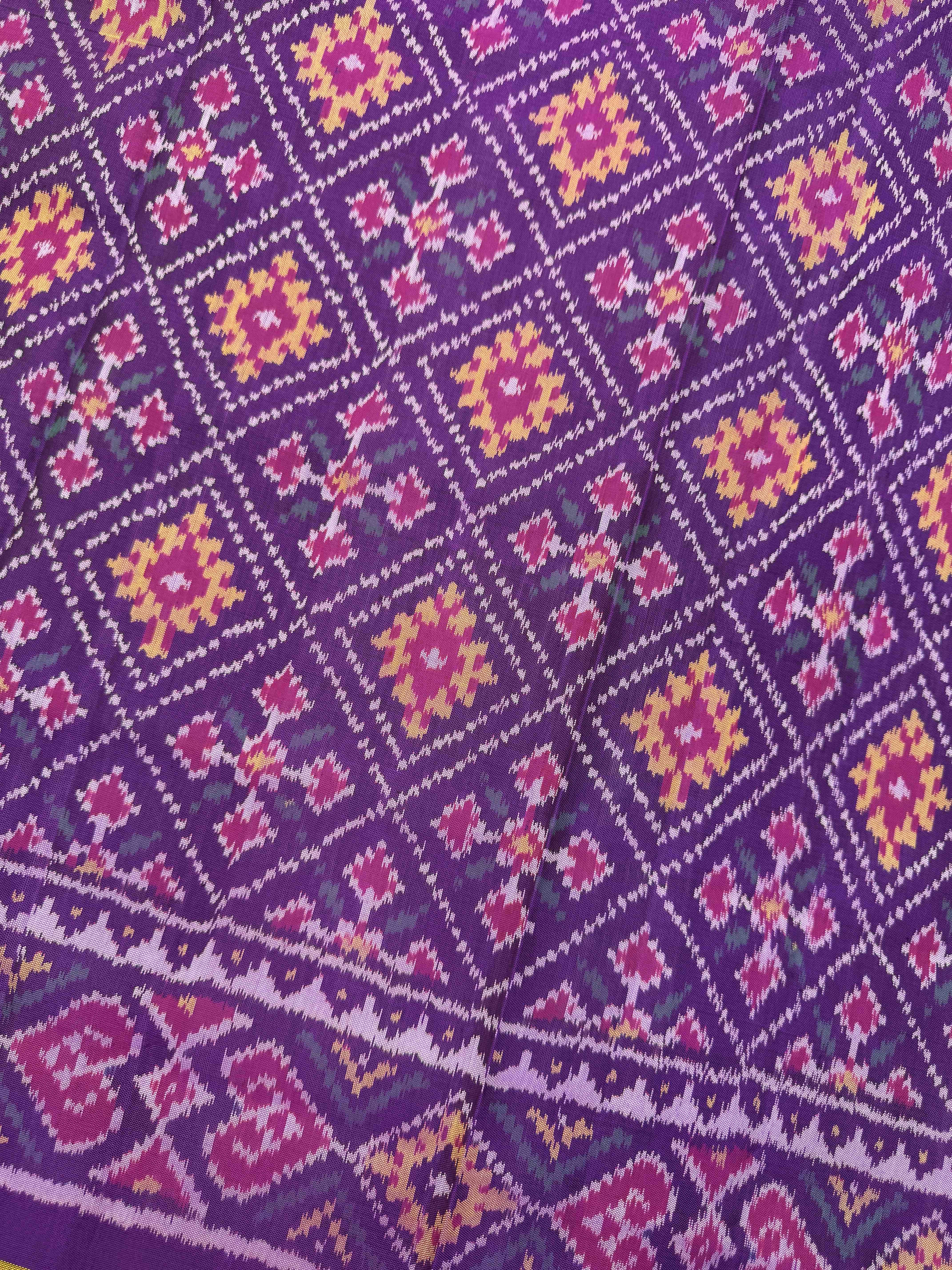 Purple Panchanda Semi Double Ikat Patola Dupatta