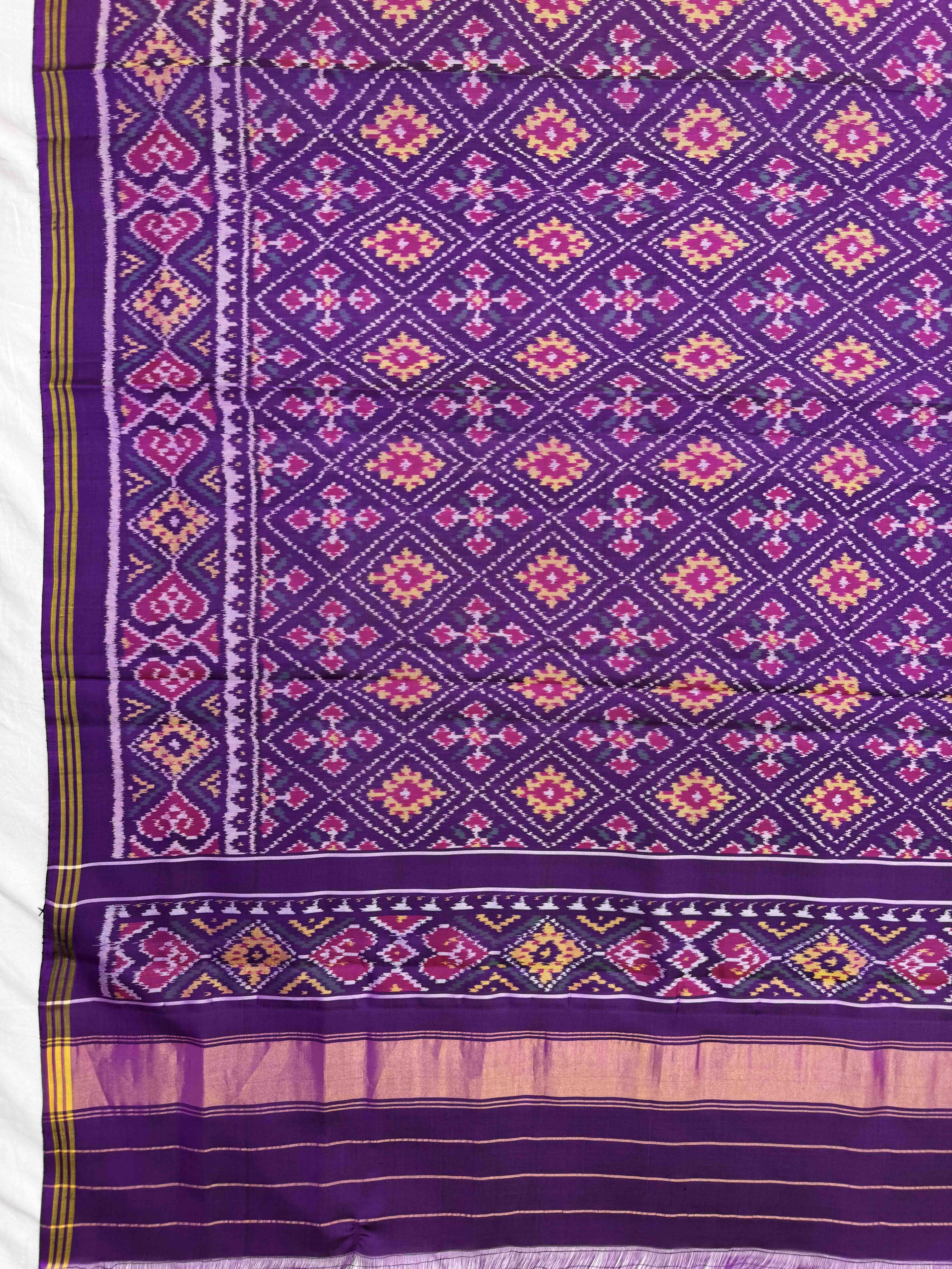 Purple Panchanda Semi Double Ikat Patola Dupatta