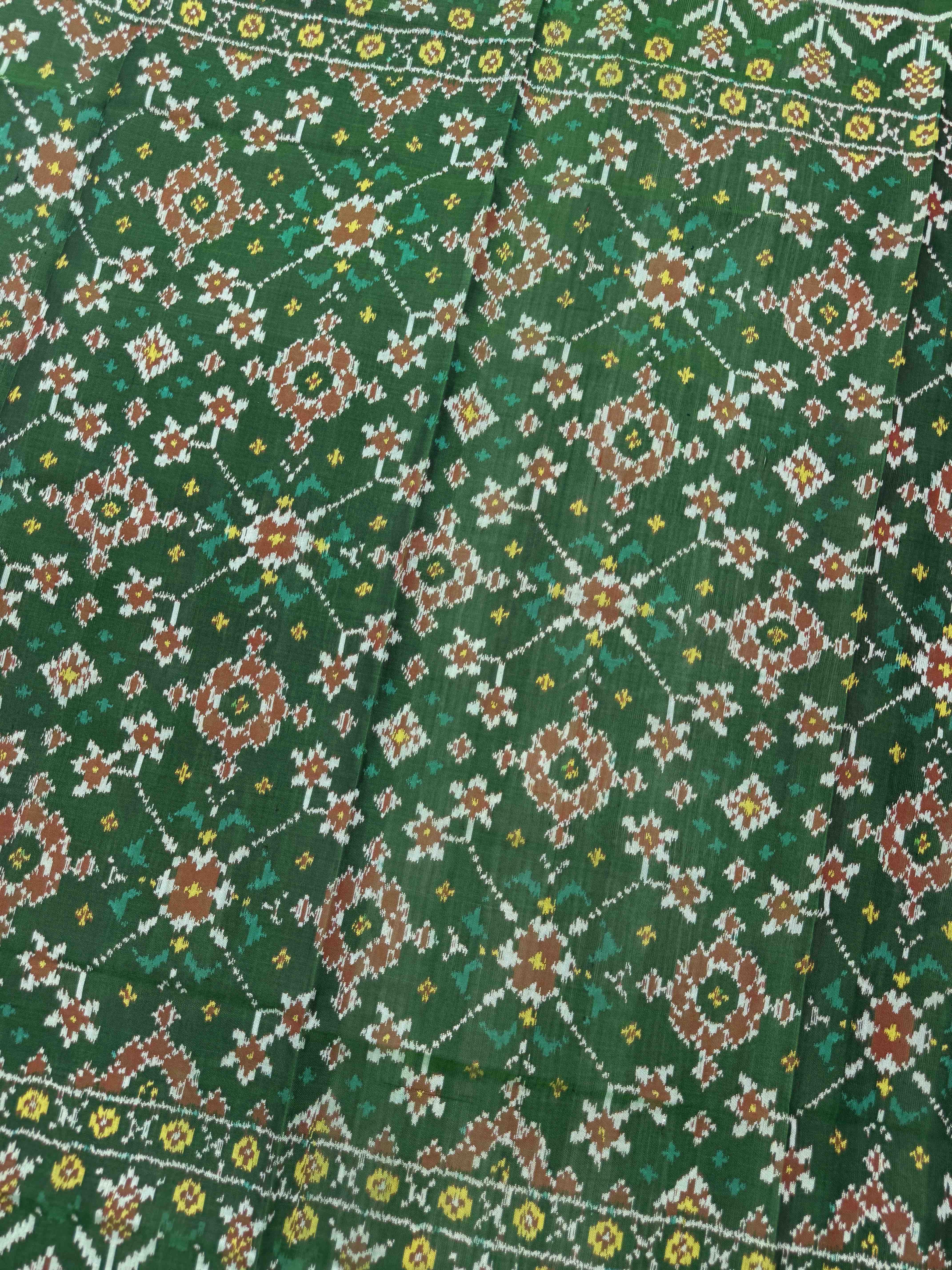 Green Navratan Semi Double Ikat Patola Dupatta