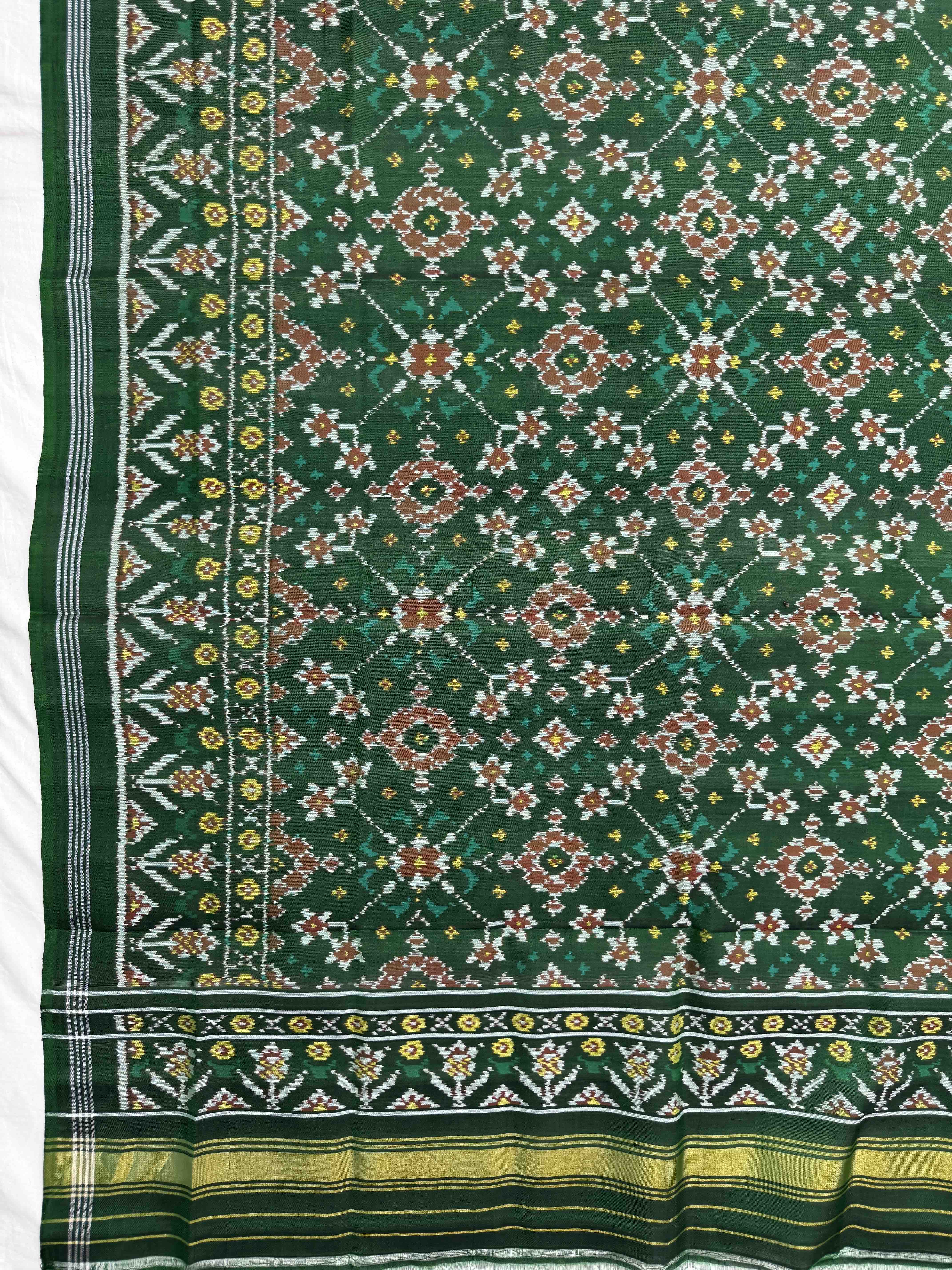 Green Navratan Semi Double Ikat Patola Dupatta