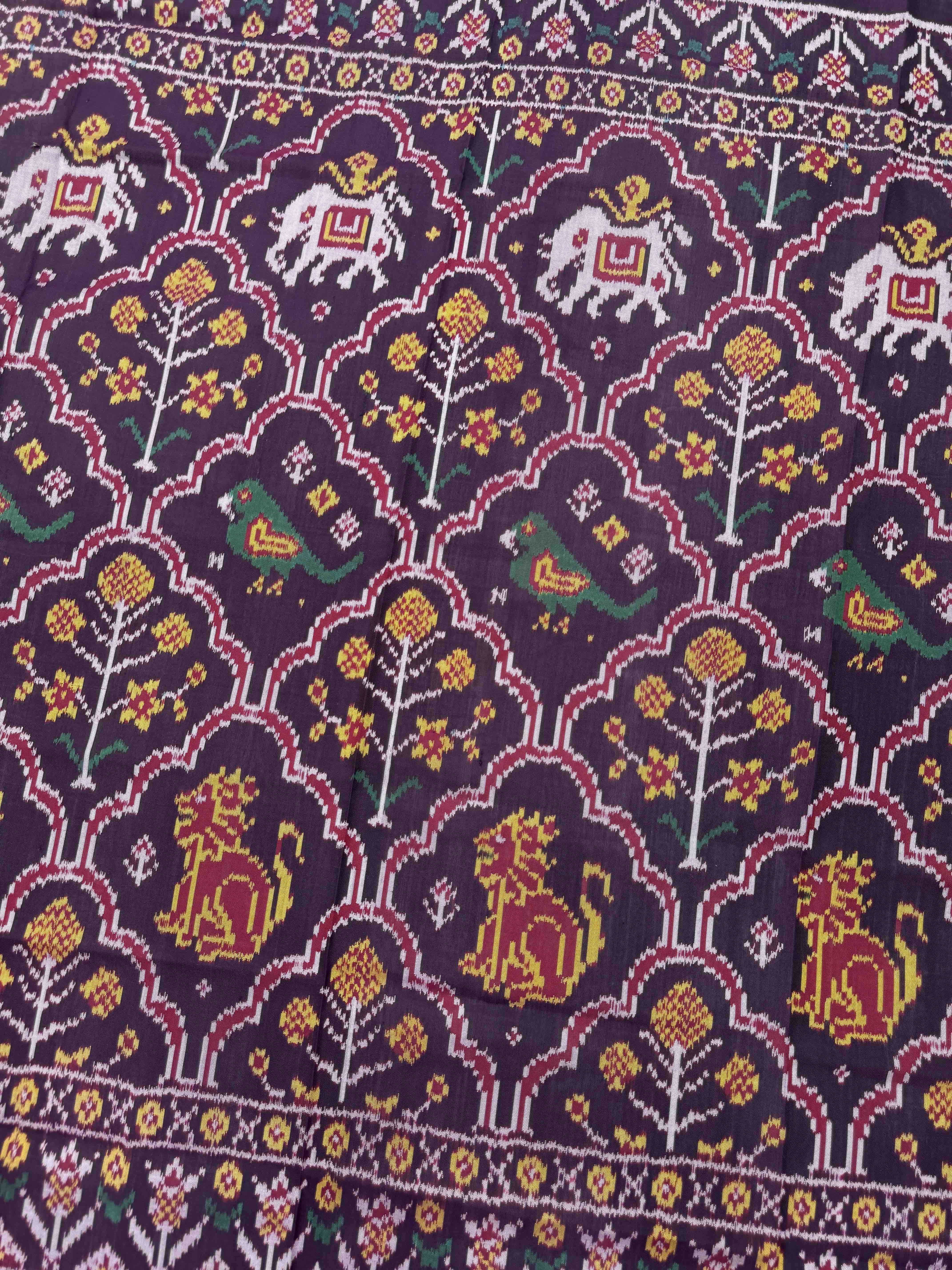 Dark Purple Narikunj Semi Double Ikat Patola Dupatta