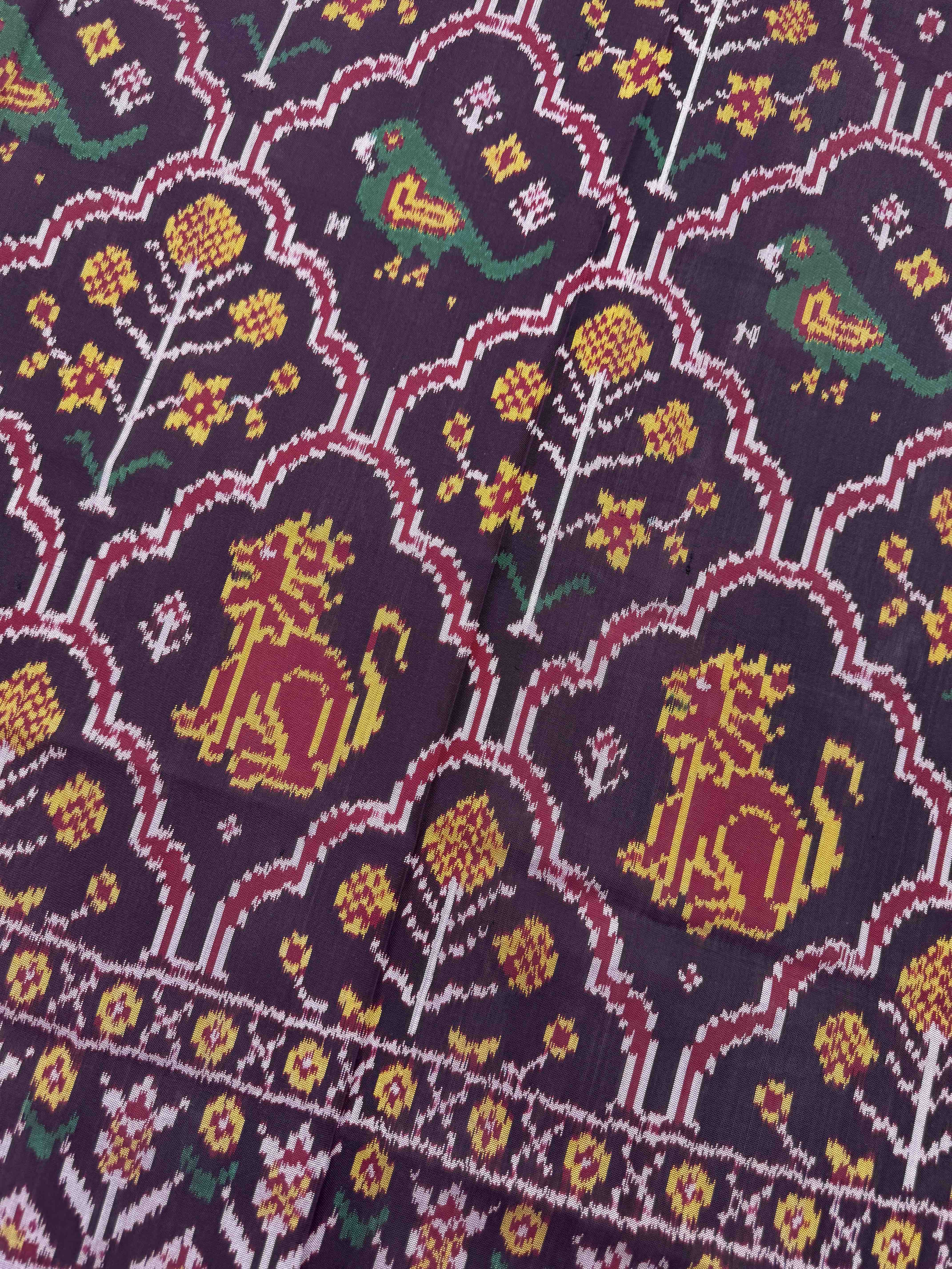 Dark Purple Narikunj Semi Double Ikat Patola Dupatta