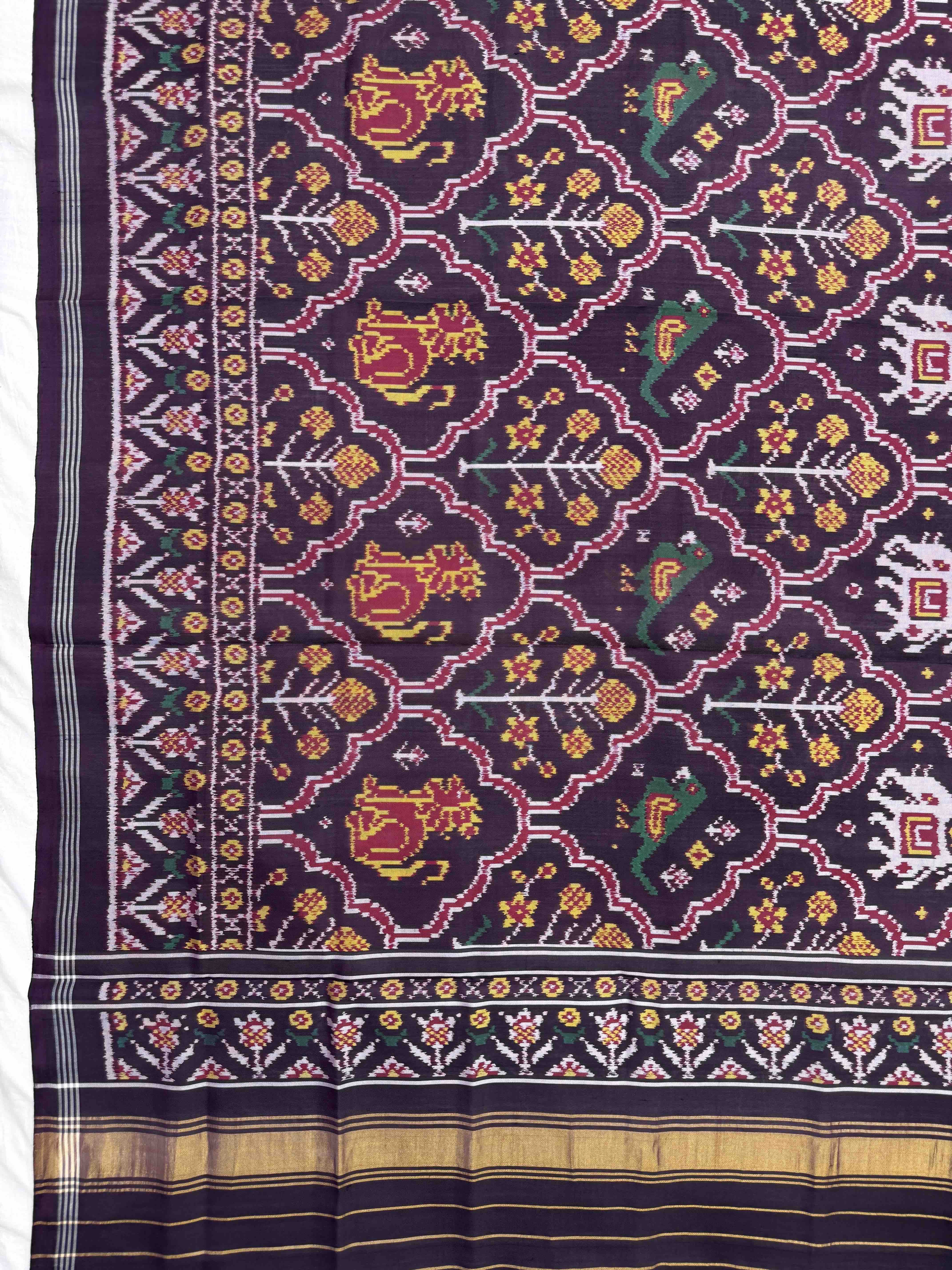 Dark Purple Narikunj Semi Double Ikat Patola Dupatta