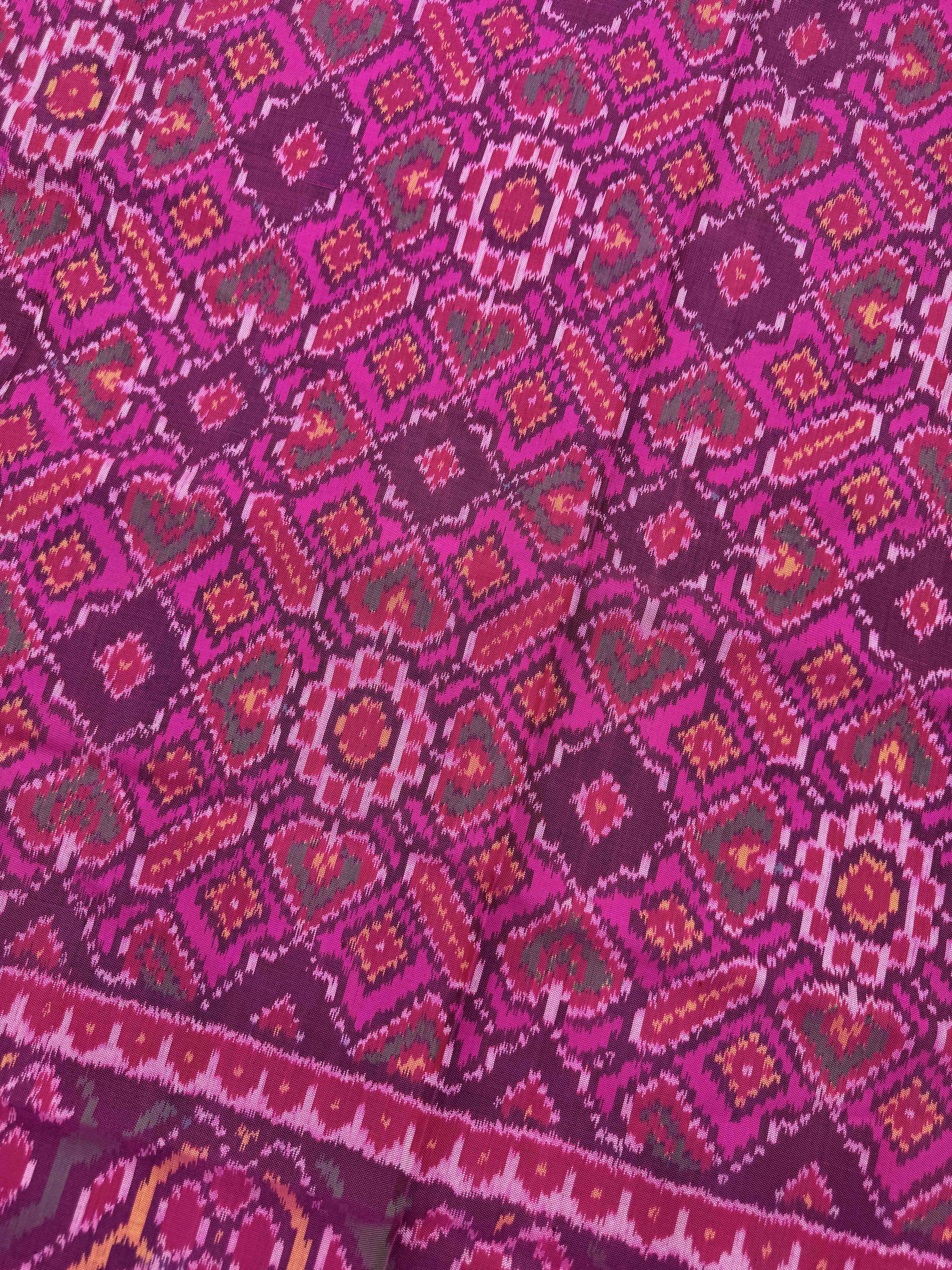 Pink Manekchowk Semi Double Ikat Patola Dupatta
