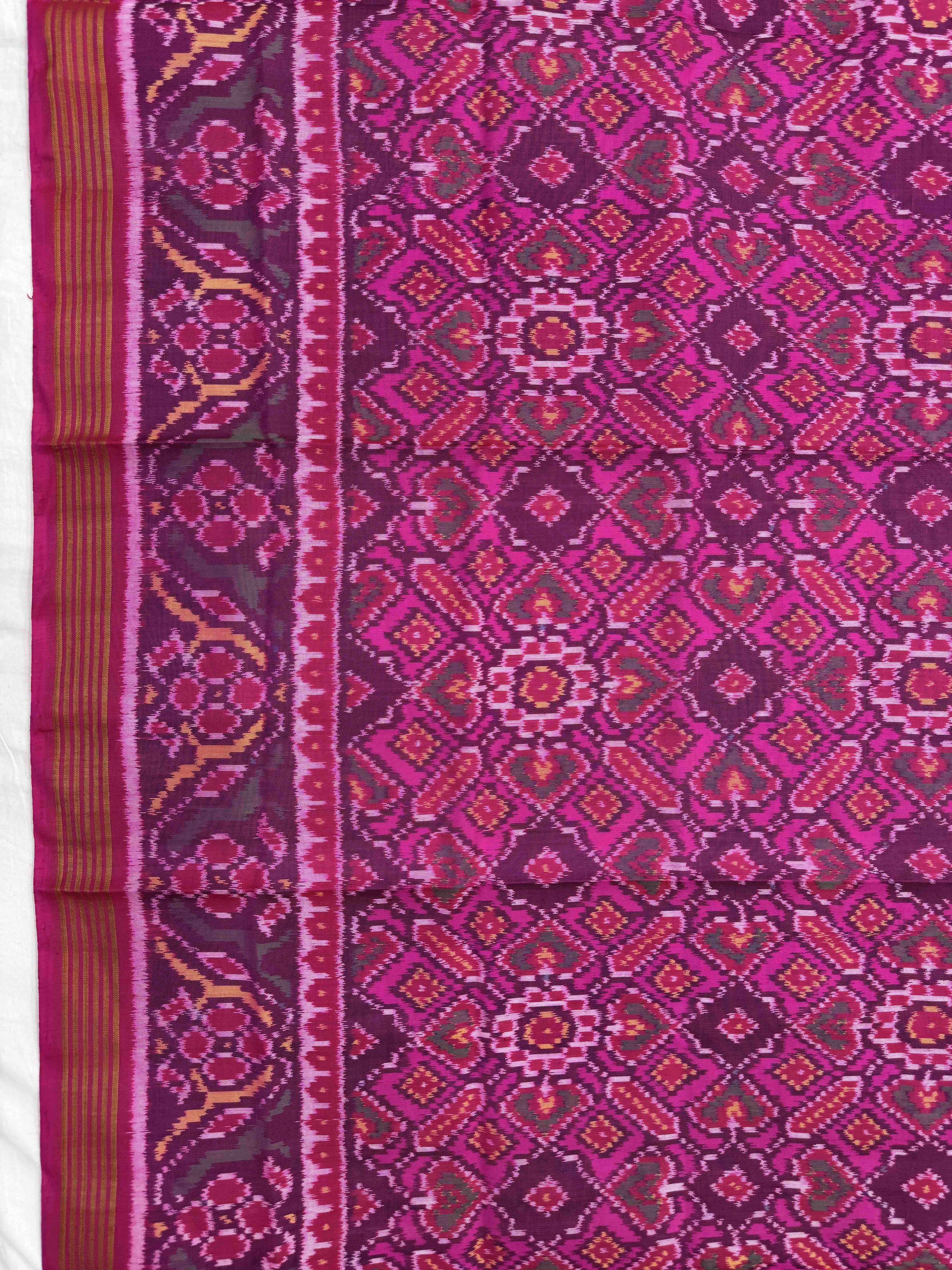Pink Manekchowk Semi Double Ikat Patola Dupatta