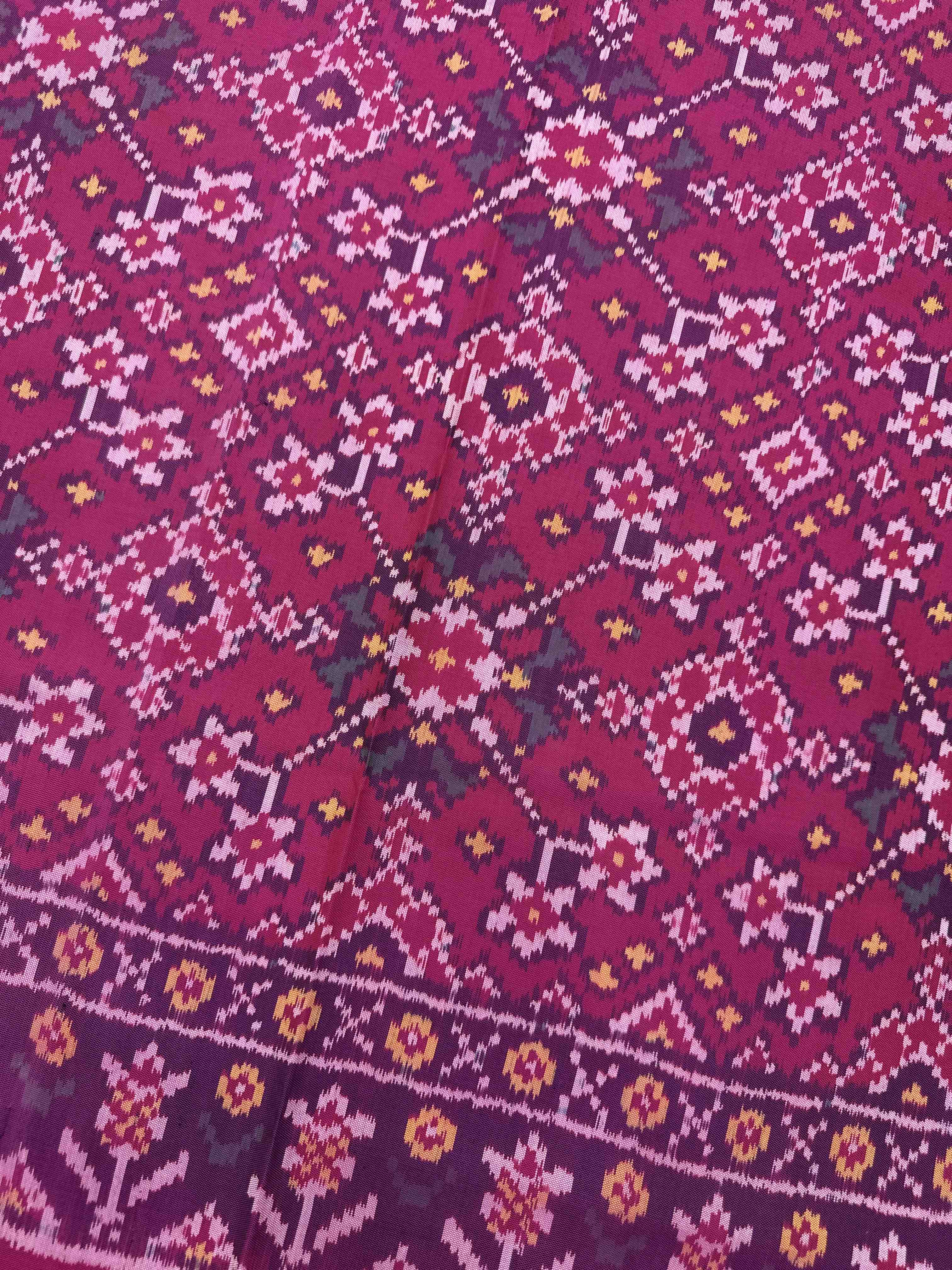 Pink Navratan Semi Double Ikat Patola Dupatta