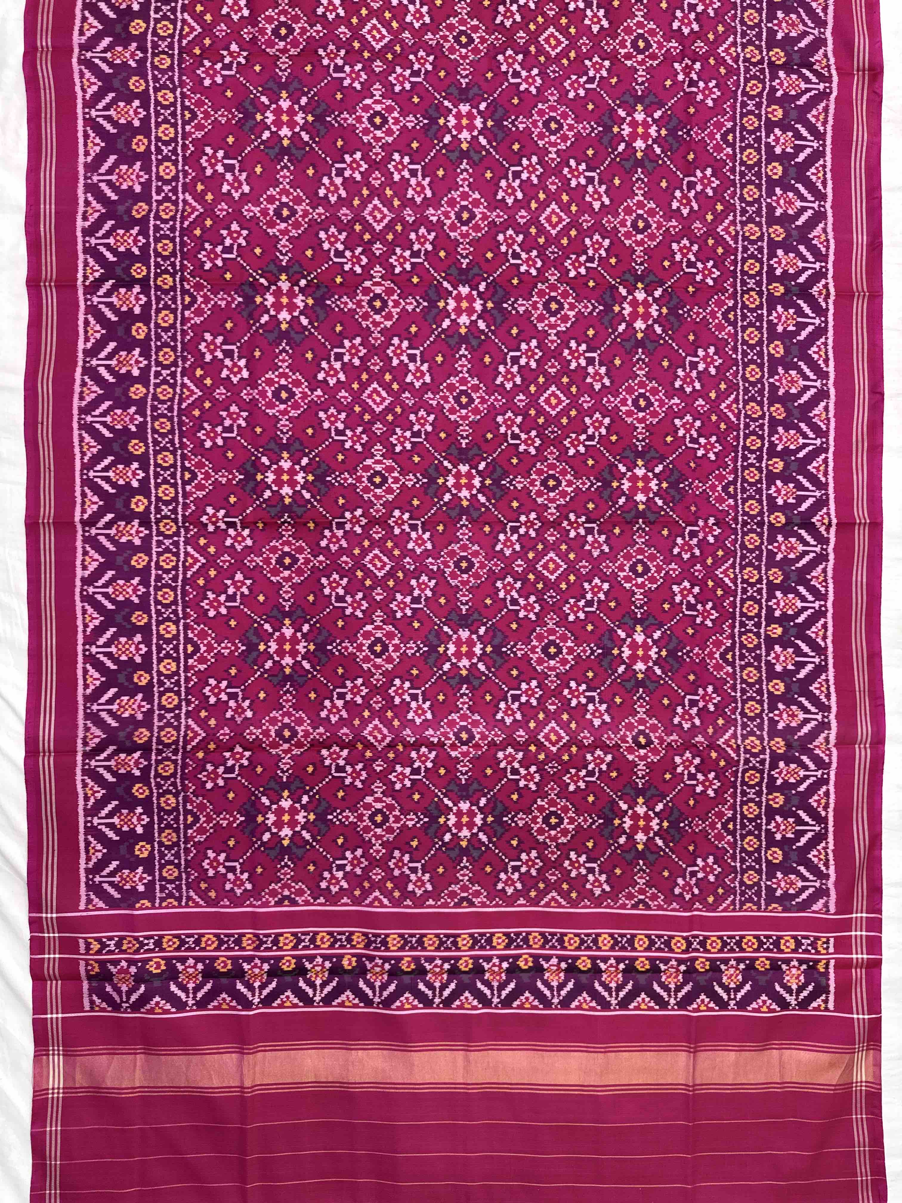 Pink Navratan Semi Double Ikat Patola Dupatta