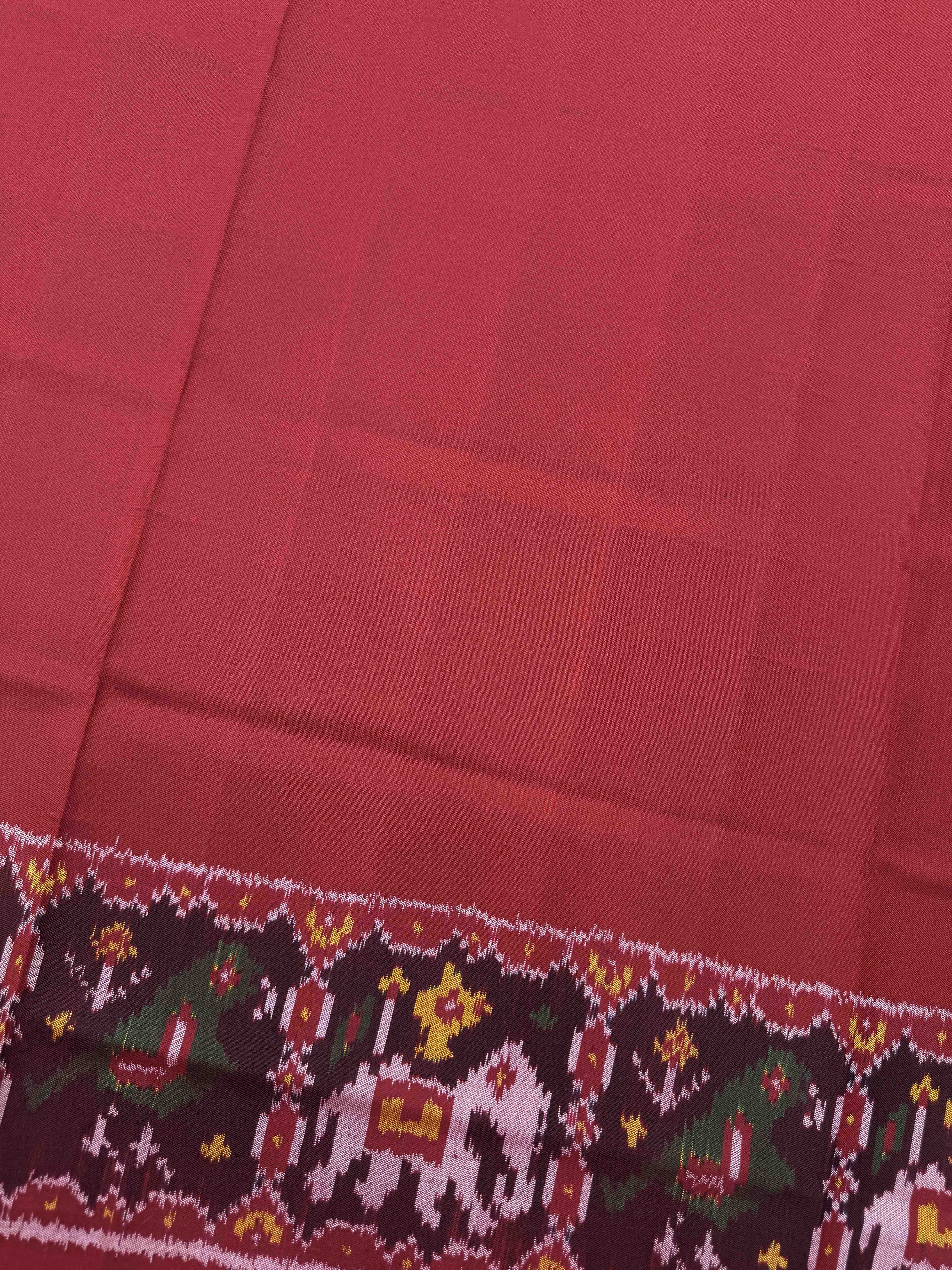 Red Plain Semi Double Ikat Patola Dupatta
